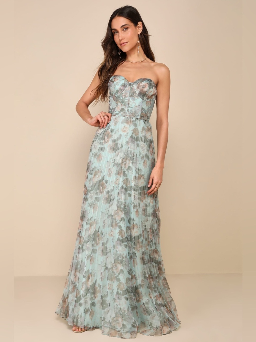 Most Beautiful Day Sage Multi Floral Print Organza Maxi Dress | NWT | XS